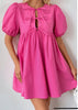 Bright Pink Tie Front Dress