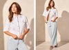 Comfort Stretch Elbow-Sleeve Denim Jacket-White
