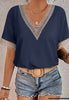 Blue Lace Trim Blouse