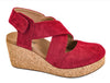Corkys Dark Red Faux Suede Wedge