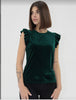 Velvet Ruffle Sleeve Blouse