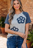 Blue Floral Raglan Sleeve Tee