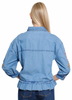 Chambray Embroidered Peplum Blouse