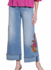 Wide Leg Jeans with Flower