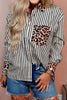 Black Striped Leopard Pocket Button up