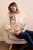 Embroidered Drop Shoulder Crew Neck Top