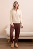 French Terry Stitch-Accent Zip Funnel Neck Sweater-Moonstone