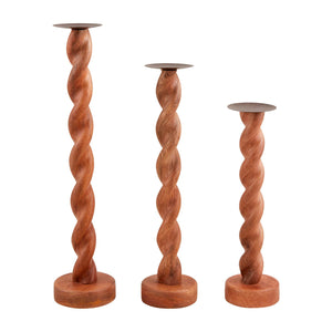 Twisted Wood Candle Stick - 3 Sizes