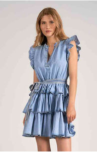 Tiered dress denim