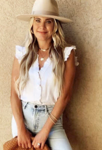 Dear John ruffle sleeveless top