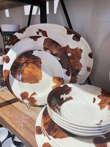 Cowhide Melamine Dinner Plate/Set of 4