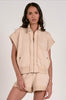 Beige Sleeveless Zip Front vest