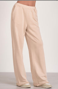 Beige Terry Wide Leg Pant