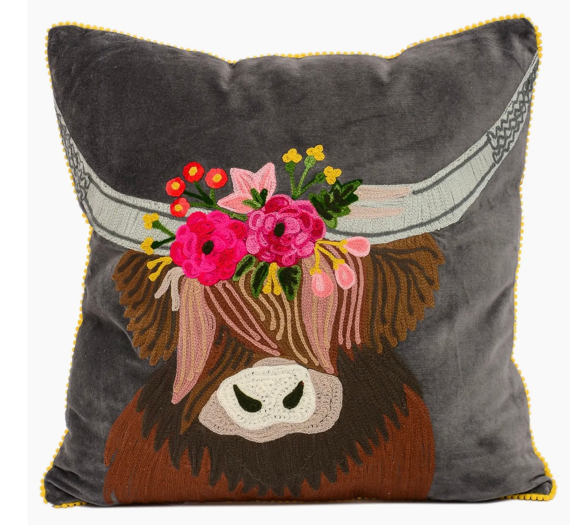 Velvet Highland Cow Pillow - 2 Colors