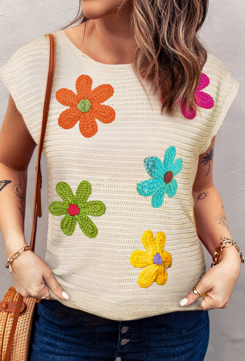 Cotton sweater flower