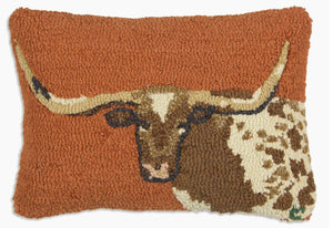 Longhorn hooked pillow