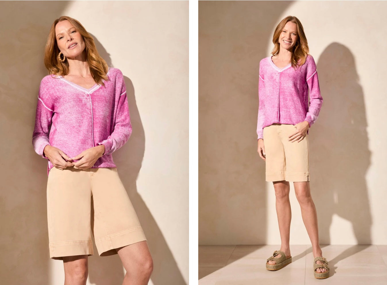 Vintage Look V-Neck Lightweight Sweater-2 Colors