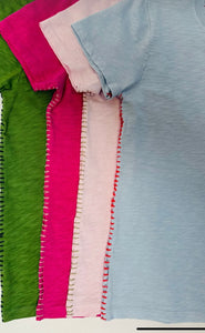 Crew t with contrast stitch