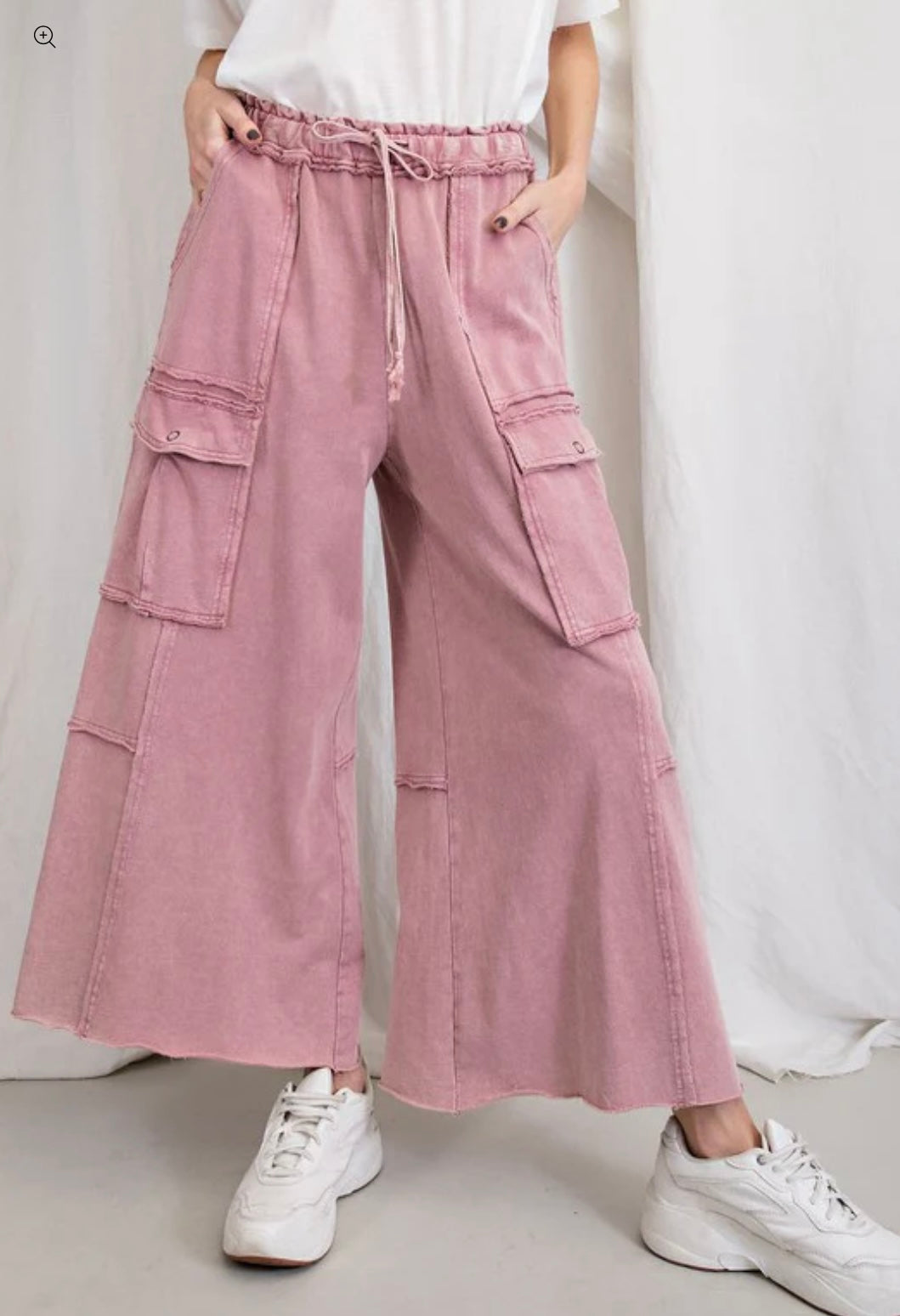 Mineral Washed Wide Leg Pants - 2 Colors