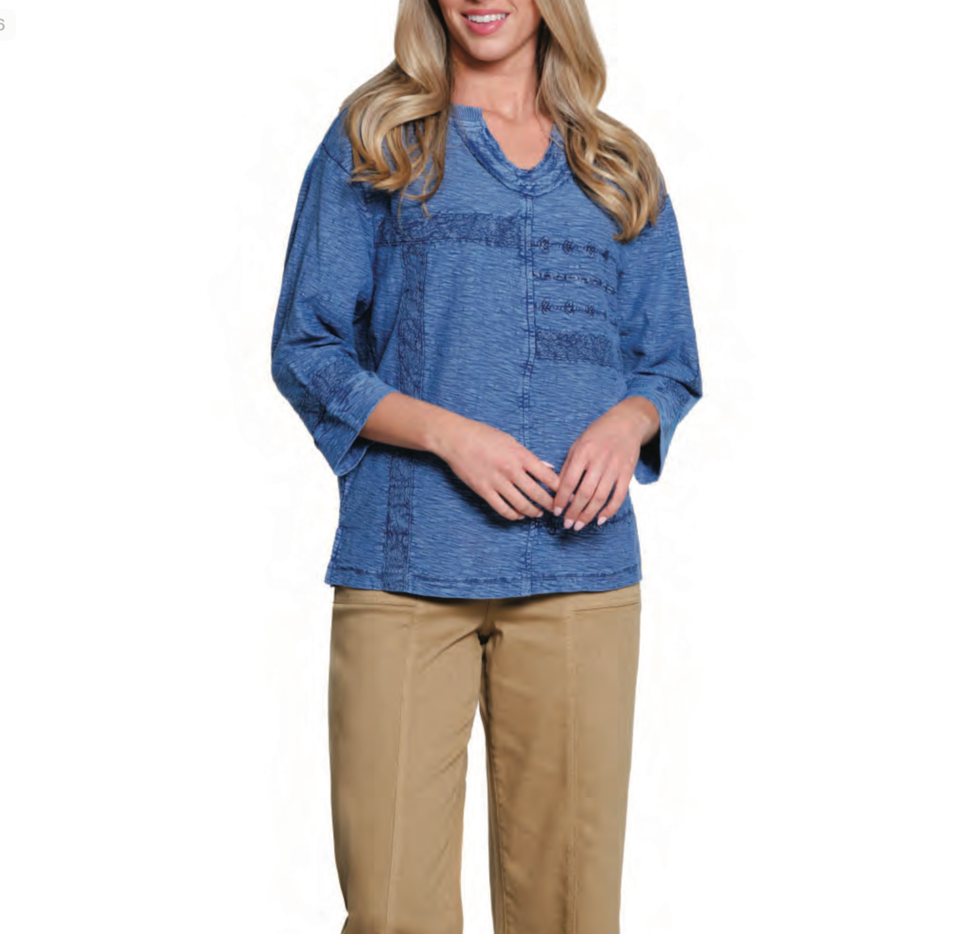 Embroidered Knit Top - Blue