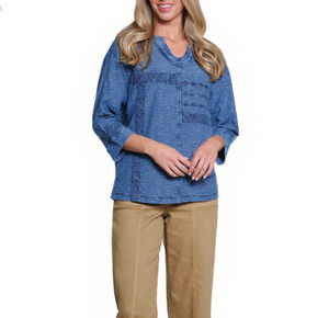 Embroidered Knit Top - Blue