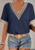 Blue Lace Trim Blouse