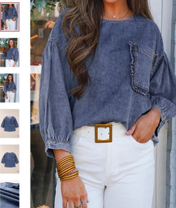 Denim Pocket Top