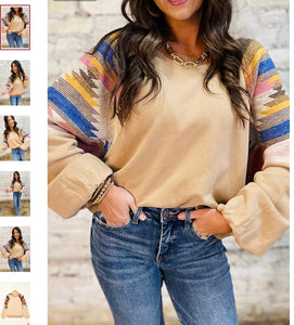 Aztec Sleeve Raglan Sweatshirt