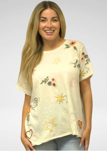 Relaxed Fit Embroidery Slub Tee