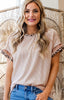Leopard trim knit top