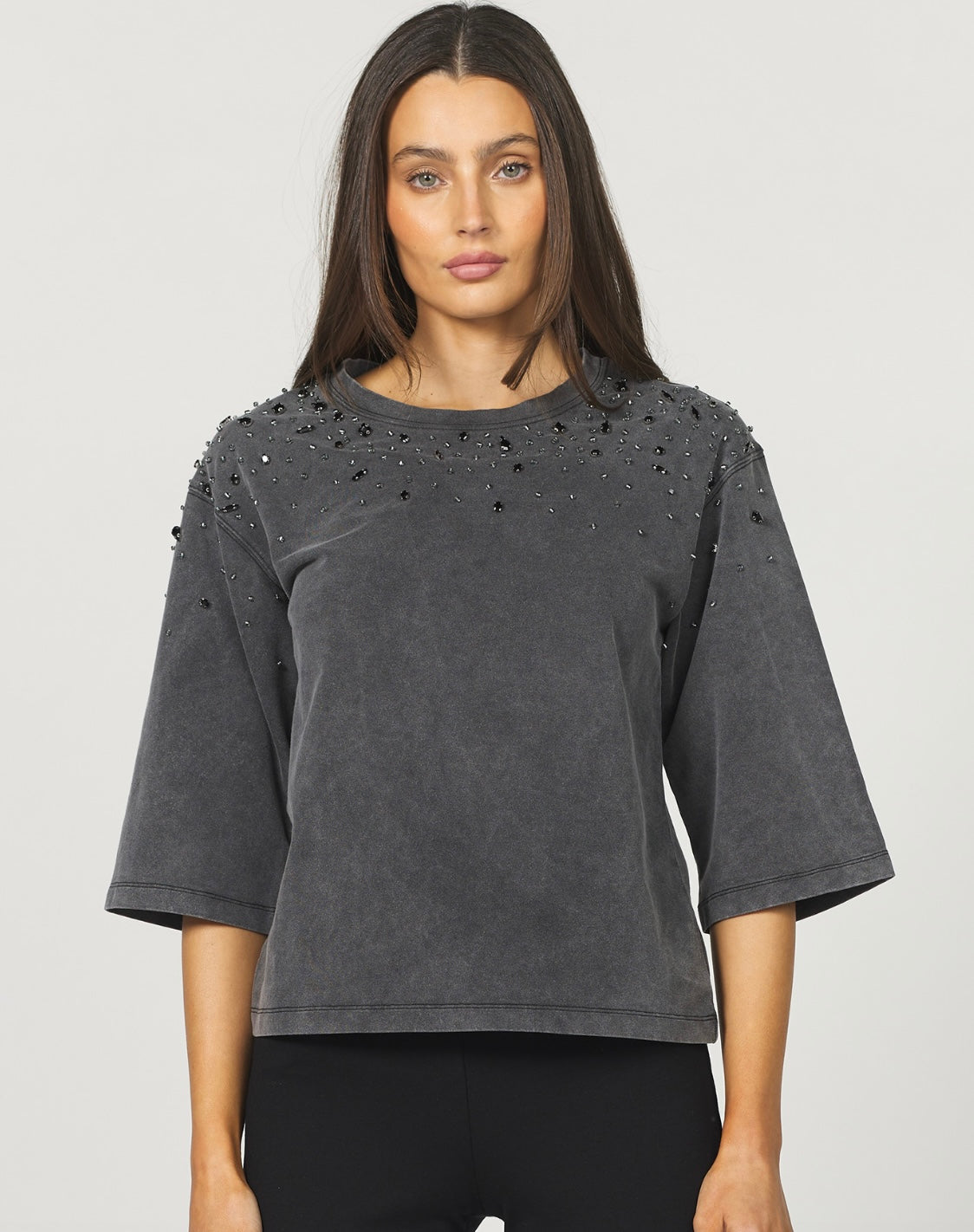 Black Acid Wash Octavia Top