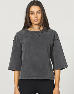 Black Acid Wash Octavia Top