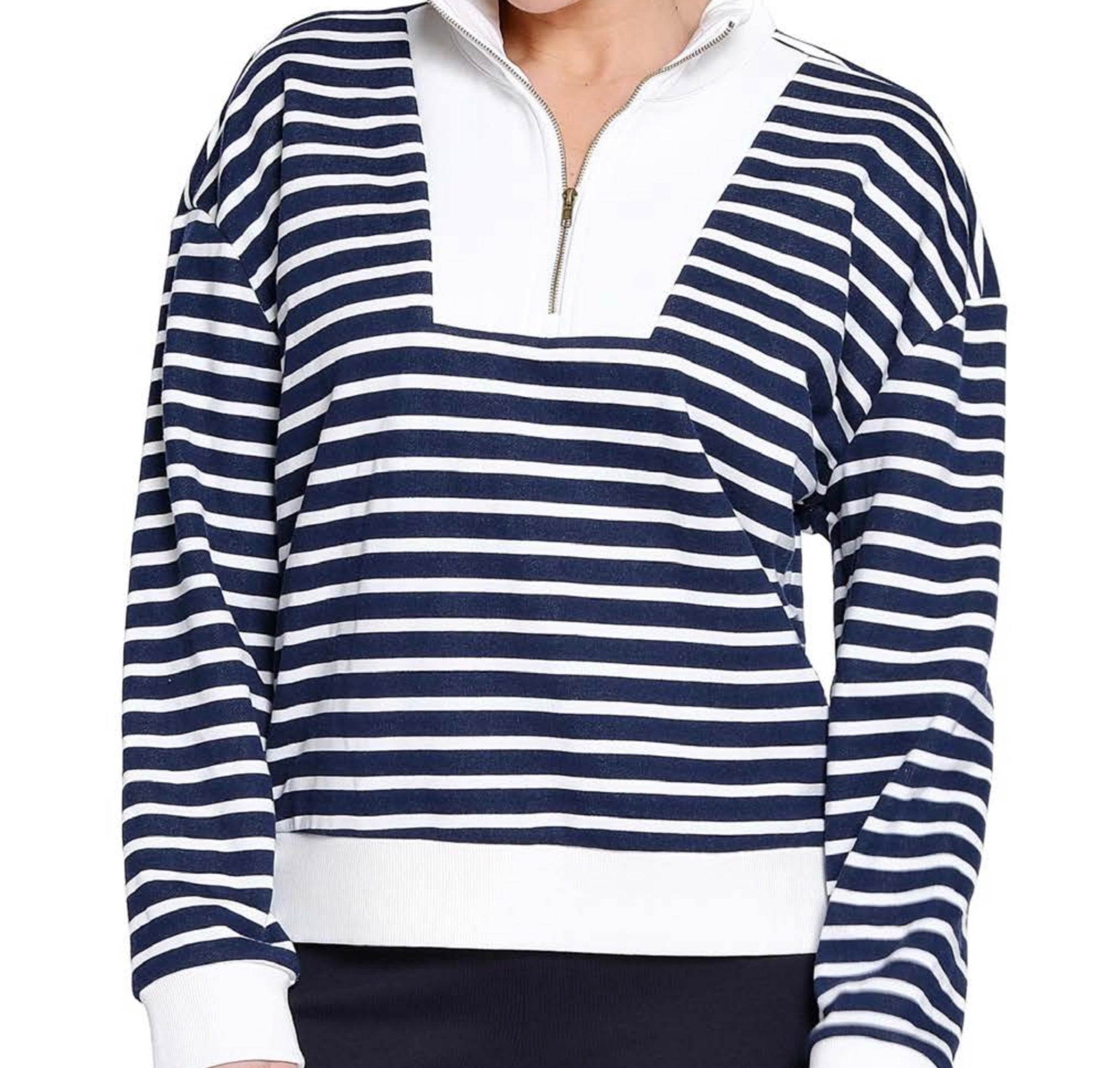 Tru Luxe Polo Zip up Long Sleeve Pullover