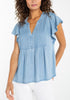 Flirty Flutter Chambray Top