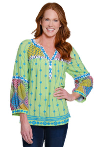 Mixed Print Tunic - 3/4 sleeve