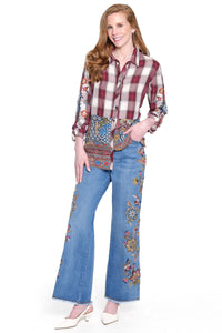 Embroidered Wide Leg Jean