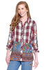 Plaid Button Front Blouse