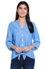 Front Tie Button Front Linen Blouse