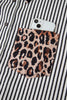 Black Striped Leopard Pocket Button up