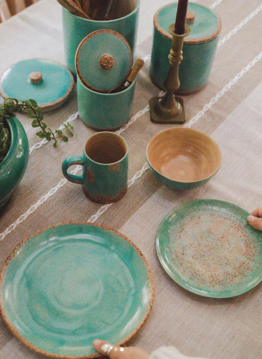 Turquoise Patina Ceramic 16pc Dinnerware Set