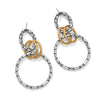 Pebble Link Two Tone Post Drop Earrings