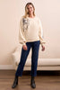 Embroidered Drop Shoulder Crew Neck Top