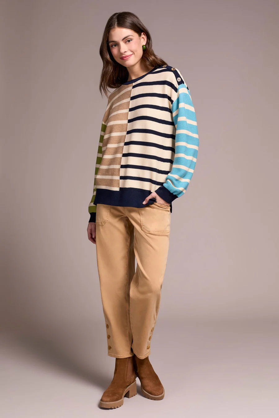 Multi Stripe Crewneck Sweater