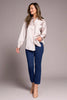Printed Satin Collared Shirt-Beige