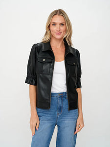Six Fifty Short Sleeve Faux Leather Jacket